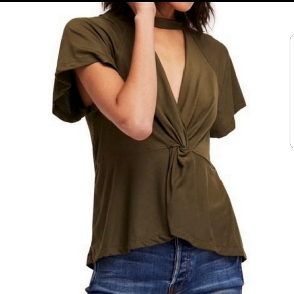 Free People Just a Twist Wemon's Choker Tee NWT - Picture 2 of 8